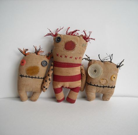 Compare them on white | Yikes :D | JunkerJane a.k.a Catherine Zacchino | Flickr Ugly Dolls, Monster Dolls, Voodoo Dolls, Primitive Dolls, Rag Dolls, Sewing Toys, Soft Sculpture, A Button, Fabric Dolls