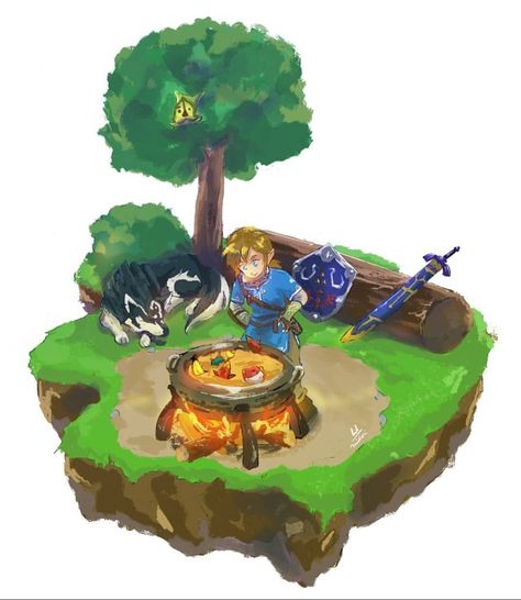 Link Cooking Breath Of The Wild, Botw Food, Link Cooking, Cooking Classes Design, Legend Of Zelda Art, Breath Of The Wild Link, Wolf Link, Link Botw, Twilight Wolf