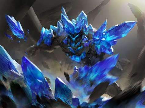 ArtStation - Crystal Giant, G- Zen 古今秋 Ice Monster, Giant Crystal, Zed League Of Legends, Crystal Dragon, Fantasy Beasts, Robot Concept, Spaceship Design, Monster Concept Art, Alien Creatures