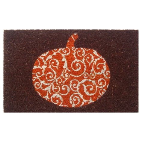 Entryways Scrolled Pumpkin Non Slip Coir Door Mat - P2038 Pumpkin Doormat, Fall Halloween Decorations, Fall Tree Painting, Coir Door Mat, Burlap Door Hanger, Fall Doormat, Burlap Door, Fall Trees, Door Colors