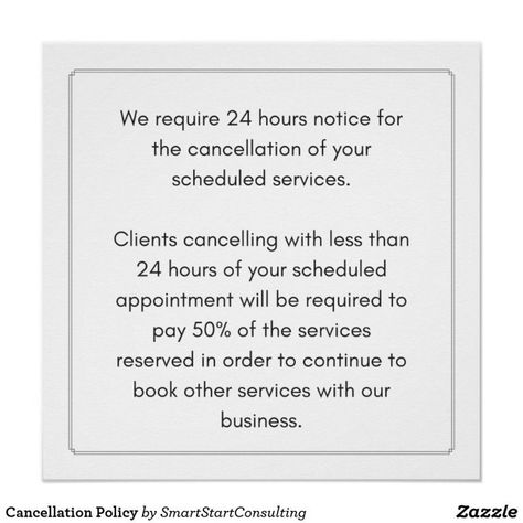 Cancellation Policy Poster More Styles Available Ad Business Spa with regard to Salon Cancellation Policy Template Cancellation Policy Salon, Salon Cancellation Policy, Salon Policy, Salon Must Haves, Salon Policies, Parlour Ideas, Business Paperwork, Mobile Massage Therapist, Tech Makeup