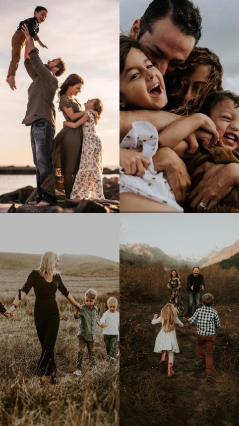 Family Photos With Trees, Family Outdoor Session, Dramatic Family Photos, Taking Family Photos Photography Tips, Barefoot Family Photoshoot, Family Hiking Photos, Family Photo Forest, Family Photoshoot In Nature, Late Summer Photoshoot Family