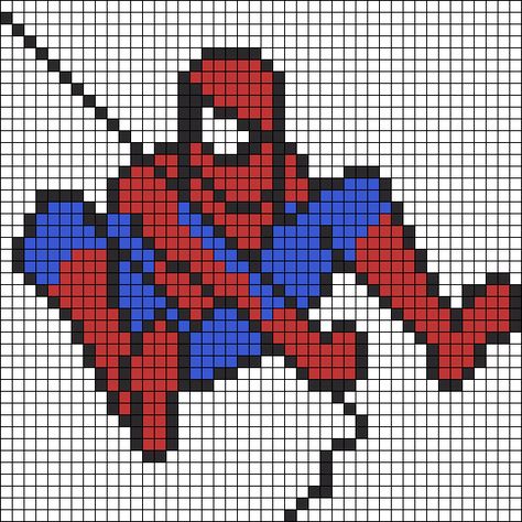 Alpha pattern #3035 | BraceletBook Spider Man Cross Stitch, Spiderman Beaded Bracelet, Spider Man Crochet Pattern, Spiderman Cross Stitch, Marque-pages Au Crochet, Crochet Graph, Pixel Crochet, Minecraft Pixel Art, Pola Kristik