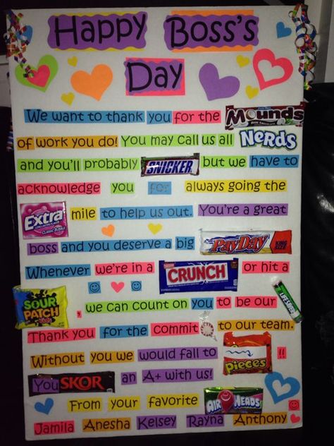 Boss's Day Candy Poster, Principal Candy Poster, Boss Day Candy Poster, Bosses Day Candy Poster, Boss Appreciation Ideas, Boss Appreciation Gifts, Candy Poster Board, Quotes For Boss, Candy Posters