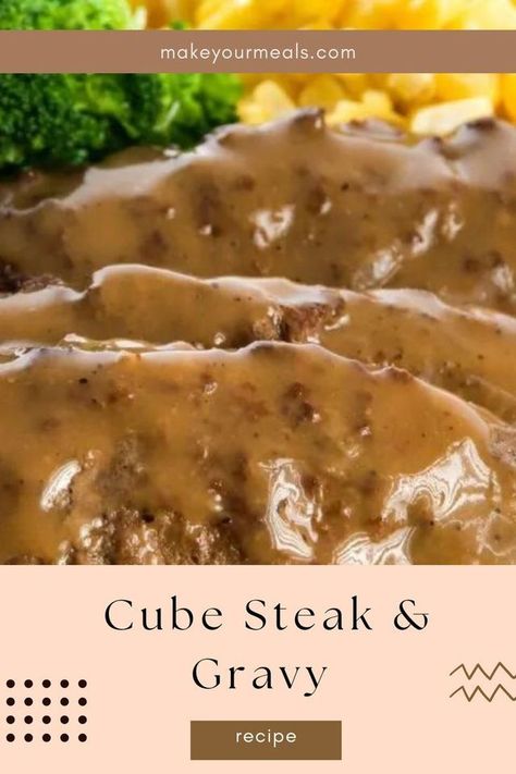 A photo of cube steak and gravy that is ready to be served with corn and broccoli. Photo from makeyourmeals.com Steak With Gravy, Salisbury Steak Recipe, The Chew Recipes, Salisbury Steak Recipes, Michael Symon, Comfort Food Southern, Salisbury Steak, The Chew, Merit Badge