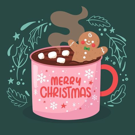 Free vector flat christmas hot chocolate... | Free Vector #Freepik #freevector #christmas-chocolate #christmas-drink #christmas-flat #christmas Hot Chocolate Illustration, Hot Chocolate Vector, Chocolate Illustration, Christmas Illustration Design, Mug Drawing, Deer Illustration, Christmas Hot Chocolate, Chocolate Caliente, Holiday Wallpaper