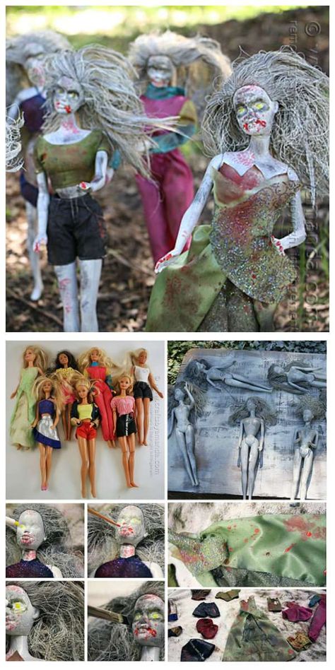 Transformez des Barbies en zombies et terrifiez les enfants du voisinage.22 idées de décorations d'Halloween DIY pour l'extérieur Halloween Doll Decorations Scary, Diy Halloween Doll Decorations, Zombie Decorations Party, Halloween Doll Yard Decorations, Zombie Barbie Dolls Diy, Scary Dolls Creepy Halloween, Halloween Barbie Dolls Diy, Creepy Doll Halloween Decorations, Creepy Barbie Dolls