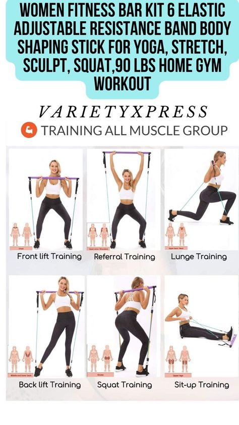 Stick Exercises, Bar Workouts, Glute Gains, Pilates Barre Workout, Upper Body Workout For Women, Squat With Bar, Pilates Bar, Small Waist Workout, Pilates Workout Routine