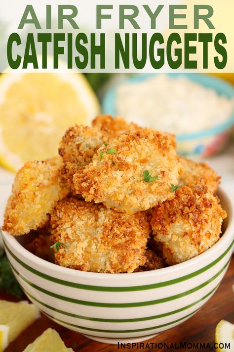 Air Fryer Catfish Nuggets Recipes, Air Fry Catfish Nuggets, Air Fried Catfish Nuggets, Catfish Nugget Recipes Air Fryer, Airfryer Catfish Recipe, Catfish Nuggets Air Fryer, Airfryer Catfish, Air Fryer Catfish Nuggets, Catfish Nuggets Recipes