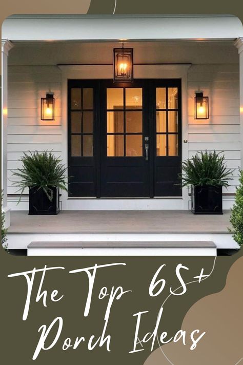 Modern Farmhouse Front Porch Decor, Front Porch Lighting Fixtures, Exterior Entryway Ideas, Modern Farmhouse Front Porch, Exterior House Lights, Farmhouse Outdoor Lighting, Farmhouse Front Porch Decor, Outdoor Garage Lights, Modern Farmhouse Porch