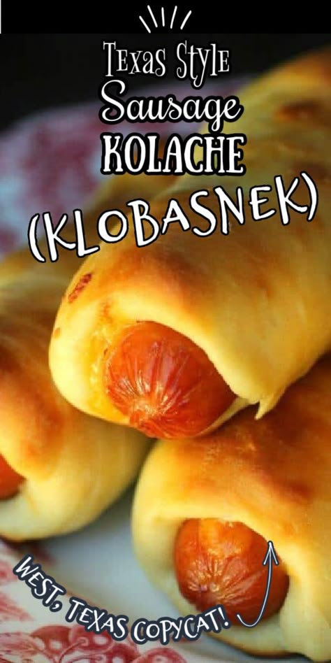 Czech Kolache Dough Recipe, Diy Kolaches Easy, Texas Style Kolaches, Kalochies Sausage, Homemade Kolaches Sausage, Sausage Kolache Recipe Czech, Jalapeno Kolache Recipe, Sausage And Cheese Kolaches, Sausage Kolache Recipe Easy