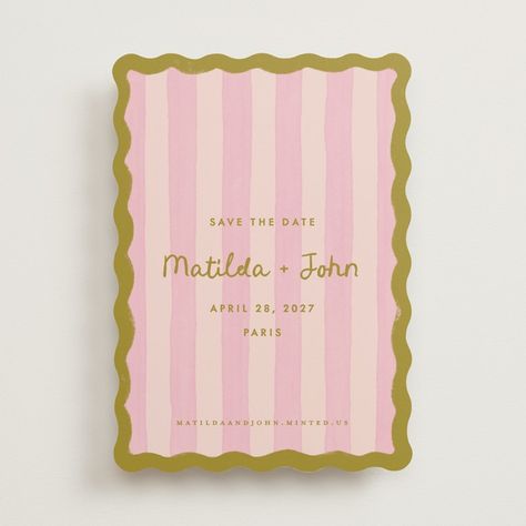 PARIS Save The Date Cards by Pink House Press | Minted Organic Typography, Quirky Aesthetic, Vintage Stationery, Pink Wedding Invitations, Wedding 2025, Save The Date Postcards, Save The Date Magnets, Watercolor Invitations, Date Cards