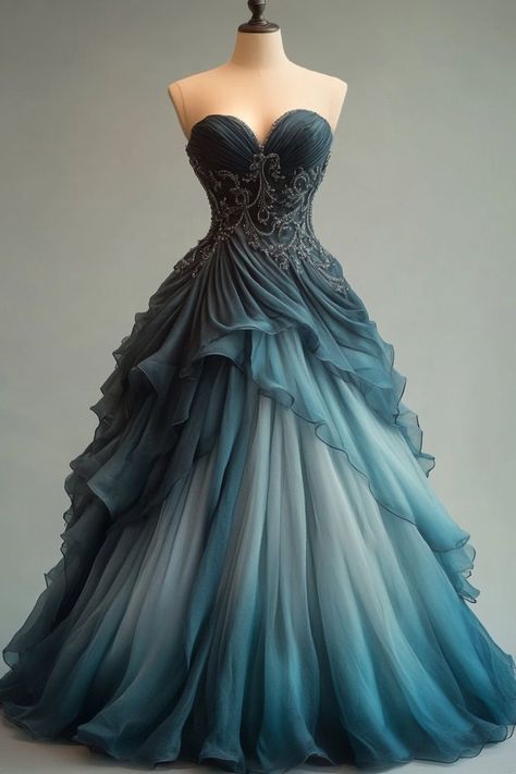 Sewing Prom Dress, Teal Wedding Dress, Teal Ball Gown, Gown Elegant Evening, Magical Gown, Dye Wedding Dress, Ball Gown Elegant, Prom Dresses Unique, Long Ball Gown