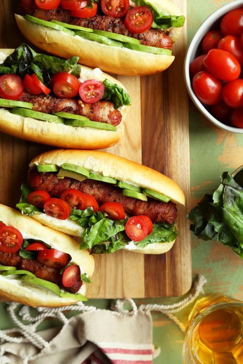 Bacon Lettuce Tomato, Tomato Avocado, Hot Dog Recipes, Quick Lunch, Easy Lunch Recipes, Quick Lunches, Fries In The Oven, Barbecue Recipes, Crispy Bacon