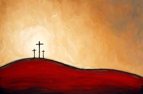 christian art gallery | Yessy > ABSTRACT ART BY SHARON CUMMINGS GALLERY > LANDSCAPE Large ... Cross Painting Ideas, Heart Spiritual, 3 Crosses, Cross Painting, Painting Spiritual, Three Crosses, Easter Paintings, Christian Artwork, Prophetic Art