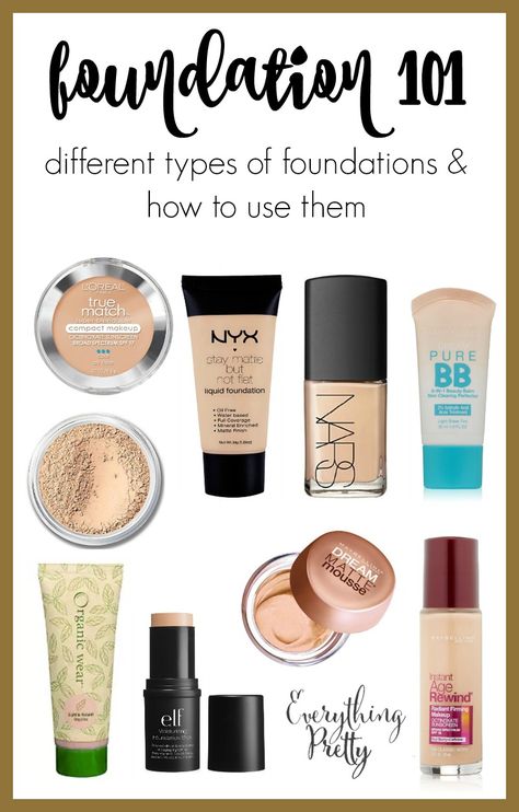 Foundation 101 Types of Foundations and How to Use Them | Everything Pretty How To Use Foundation, Makeup Names, Types Of Foundation, Foundation Tips, Apply Foundation, Makeup Tutorial Foundation, Make Up Tutorials, Best Powder, Makeup Tip