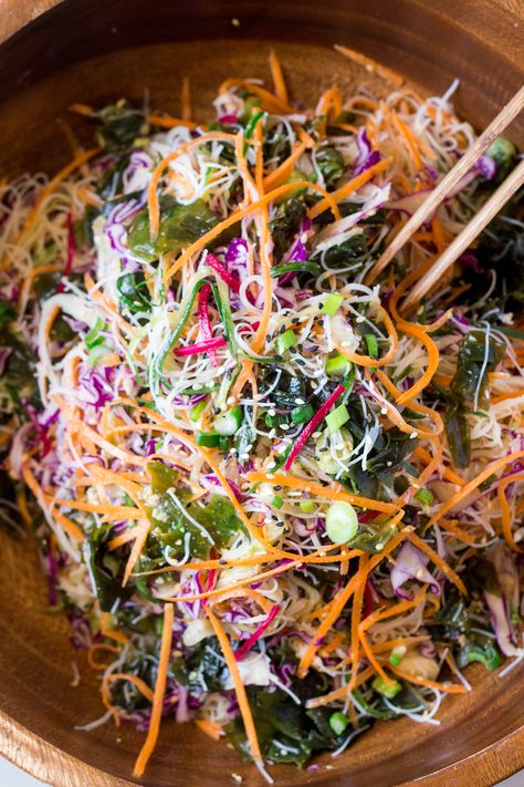 Vegan rice noodle salad with sesame dressing Rice Noodle Salad Recipes, Lazy Cat Kitchen, Rice Noodle Salad, Noodle Salad Recipes, Cat Kitchen, Resep Salad, Vegan Rice, Sesame Dressing, Rice Noodle