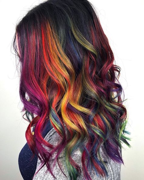 Rainbow Hex Codes, Short Braid Hairstyles, Short Braid, Lite Brite, Rainbow Hair Color, Hair Color Crazy, Rainbow Candy, Bright Hair, Colored Hair