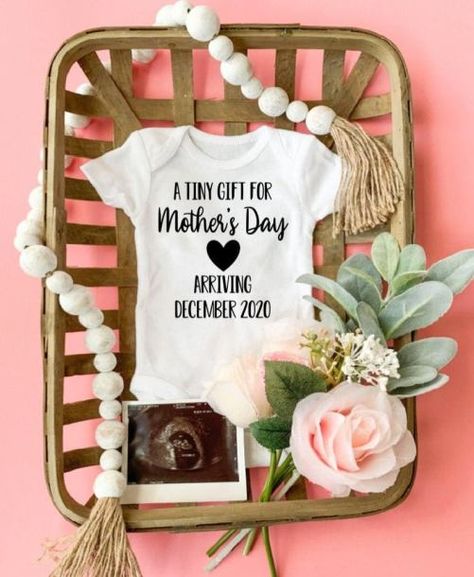 9 Mother's Day Pregnancy Announcement Ideas - Just Simply Mom Announcement Onesie, Pregnancy Announcement Onesie, Custom Baby Onesies, Surprise Baby, Baby Boy Onesies, Boy Onesie, Due Date, Baby Reveal, Baby Coming