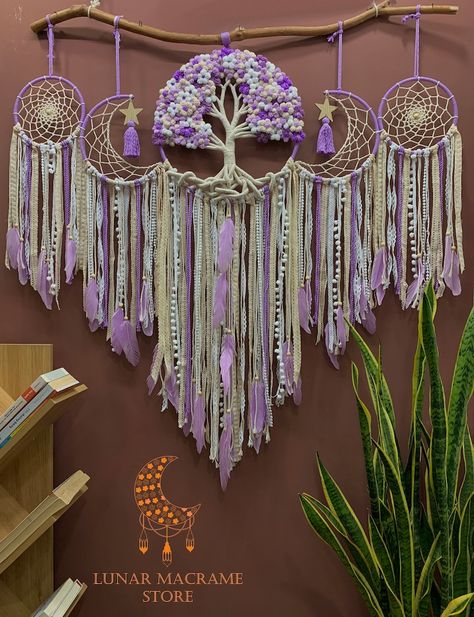 Handmade Large Dream Catchers Tree of Life Wall Hanging, Tree of Life Macrame Decor, Boho Home Decoration, Gift for Her - Etsy Tree Of Life Dream Catcher Diy, Corner Room Decor, Tree Of Life Macrame, Tree Of Life Crafts, Atrapasueños Diy, Macrame Tree, Colorful Rustic, Macrame Nursery, Lover Birthday