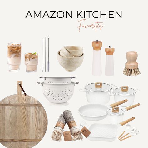 Amazon Kitchen Favorites! White Kitchen Decor Amazon, Minimalist Amazon Finds, Amazon Kitchen Essentials, Boho Kitchen Accessories, Best Kitchen Gadgets On Amazon, Amazon Fitness Finds, Neutral Kitchen Accessories, Amazon Kitchen Organization Must Haves, Small Vase Decorating Ideas