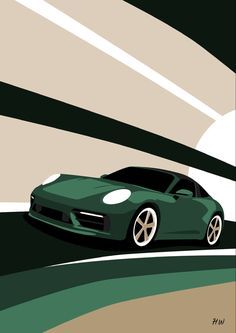 Porsche Painting Art, Easy Car Painting, Car Painting Easy, Porsche Illustration, Porsche 992 Targa, Porsche Drawing, Porsche Painting, 992 Targa, Porsche Art