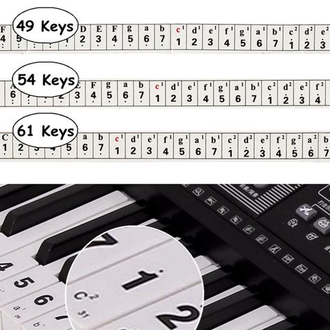 49/54/61 Key Electronic Keyboard Piano Stickers Note Piano Practice Self-learn Piano Keys Labeled, Musical Instruments For Toddlers, Piano Stickers, Musical Instruments Drawing, Keyboard Sticker, Homemade Musical Instruments, Learning Piano, Easy Piano Songs, Piano Practice