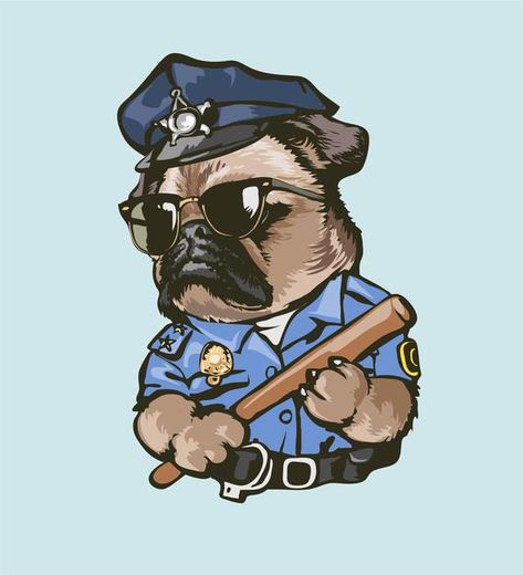 Police Dog Drawing, Police Officer Illustration, Cute Dog Drawing Easy, Police Officer Art, Drawing Ideas Dog, Dog Cartoon Funny, Dog Drawing Easy, Police Cartoon, Easy Dog Drawing