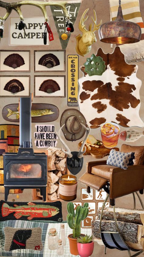 Swanky cabin #cabin #cabincore #vintageaesthetic #70s #retro #granola #vintage #nature #outdoors #outdoorsy #camping #granolagirlaesthetic #brown #decor #country #hunting #fishing #yellow #cream #retroaesthetic Cabincore Aesthetic, Retro Cabin, Camping Cabin, Nyc Apt, Granola Girl Aesthetic, Brown Decor, Cabin Core, Vintage Cabin, Modern Cottage