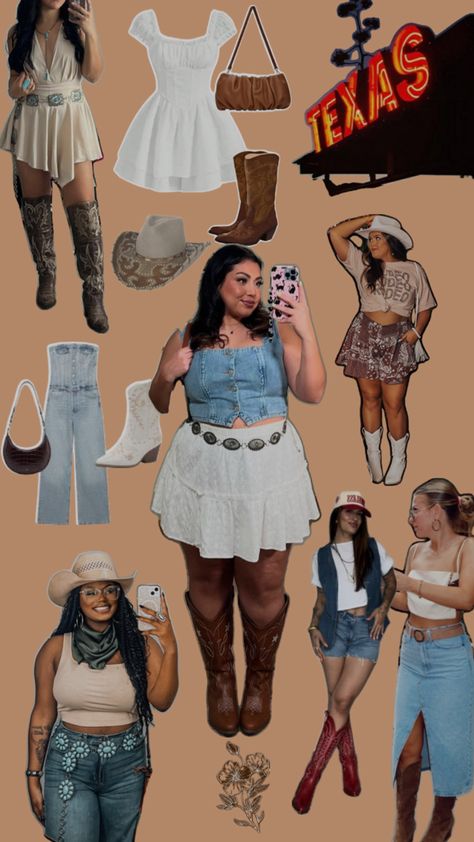 Texas Outfit Ideas, Vestidos Country, Curvy Casual Outfits, Nashville Outfits, Festival Looks, Western Outfits, Outfit Ideas, Casual Outfits, Texas