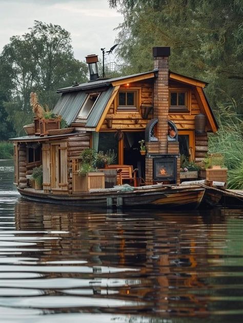 Boat Cabin, House Boats, Small Houseboats, Luxury Houseboats, Tiny Boat, Beach Shacks, Unique Cottages, Houseboat Living, Canal House