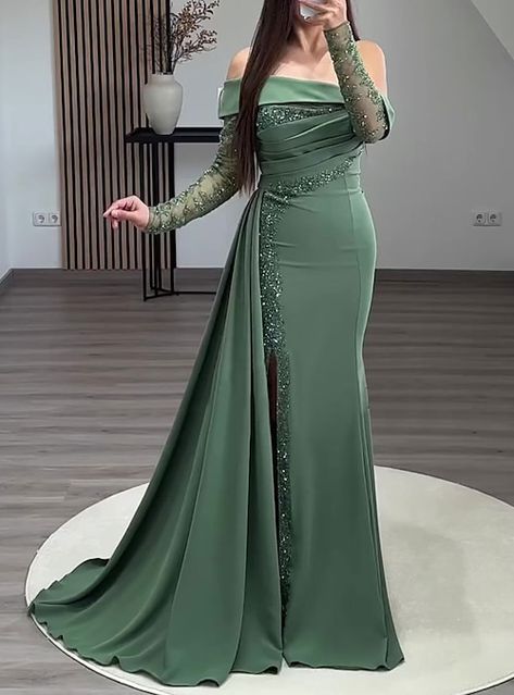 Gown Elegant, Dinner Dress Classy, Fancy Gowns, Custom Prom Dress, Evening Dresses Online, Shoulder Stretch, Fancy Dresses Long, Cheap Evening Dresses, Dresses Formal Elegant