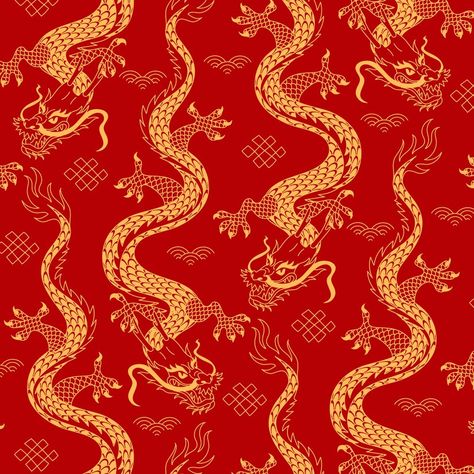 Free Vector | Hand drawn chinese dragon pattern Chinese Patterns Traditional, Dragon Pattern Design, Chinese Pattern Design, Chinese Dragon Pattern, Cny 2024, Dragon 2024, Dragon Chino, Dragon Chinese, Pouch Design