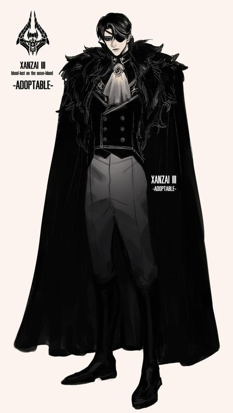 Fantasy Villain Outfit Male, Victorian Fantasy Clothing, Demon Clothes Male, Male Vampire Outfit, Vampire Fashion Men, Villain Outfits Design, Crow Clothes, Vampire Outfit Men, Villain Outfits Design Male