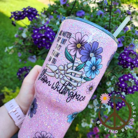 40 ounces of blooming with grace? Absolutely! Finally Spring is in full bloom and so is my inspiration ✨️ you can find this one of a kind in my shop! Bekindbecustom.etsy.com --- Cup details: Decal from @swearykim Glitter is Peony @chaseraecreations BEKIND saves at all mentioned #epoxy #epoxytumblers #glittertumblers #motivation #inspiration #handmade Epoxy Tumblers, In Full Bloom, Functional Art, How To Stay Motivated, Motivation Inspiration, Thoughtful Gifts, Beautiful Design, Tumbler, Glitter