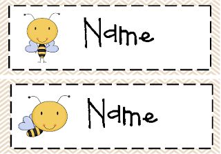 Bee Labels Printables Free, Bee Name Tags Free Printable, Bee Name Tags, Daycare Room Ideas, Bee Room, Bee Tags, Kids Cubbies, Bee Themed Classroom, Bee Activities