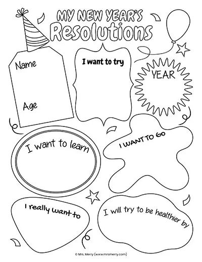 New Year's Resolution Worksheet, January Ideas For Kids, 2024 Worksheets For Kids, Kid Goals For New Year, Kids New Year Goals Free Printable, New Years Preschool Worksheets, Elementary New Year Activities, New Year Activity For Students, 2024 Activities For Kids