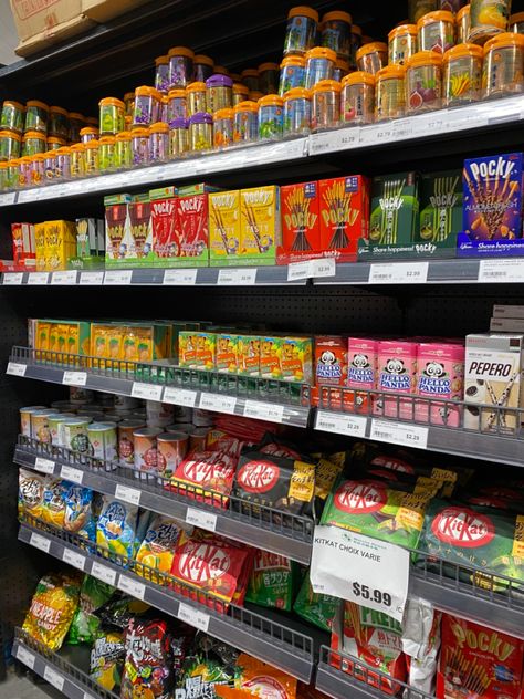 Asian Candy Aesthetic, Asian Store Aesthetic, Asian Grocery Store Aesthetic, Japanese Grocery Store Aesthetic, Asian Market Aesthetic, Mercado Aesthetic, Asian Convenience Store, Stock Pile Organization, Tech Fits