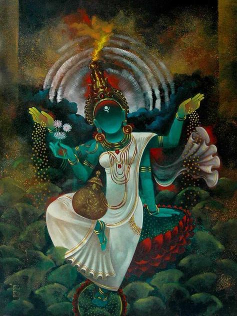 Goddess Dhana Lakshmi by Yograj Verma | Oil Painting | Artflute.com Buddhist Art Drawing, Modern Art Canvas Painting, Durga Painting, Art Therapy Projects, Canvas Art Projects, Ganesh Art, Goddess Artwork, Female Art Painting, Art Painting Gallery