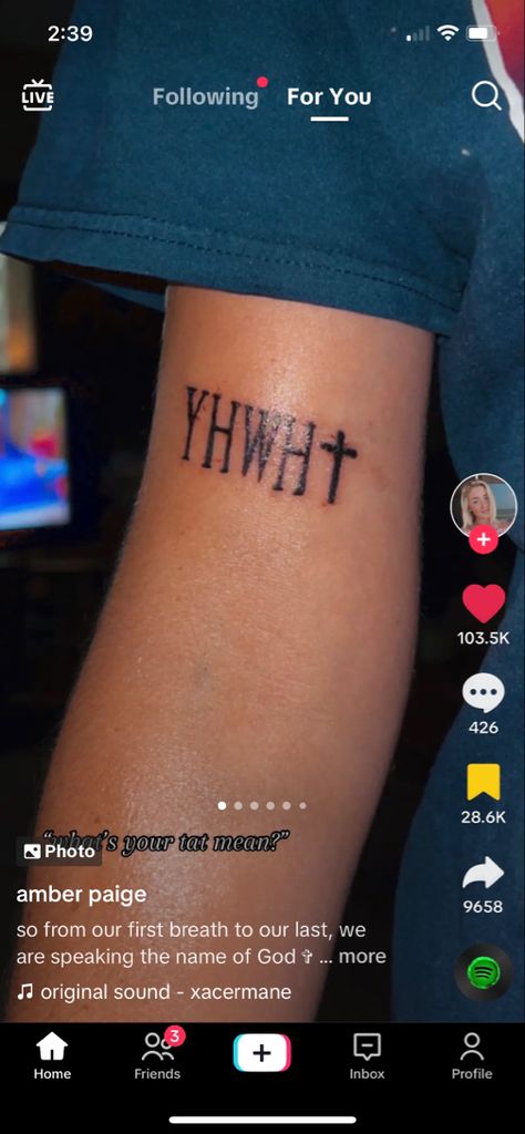 Yhwh Tattoo, God Tattoo, Christian Tattoo, Name Of God, God Tattoos, 4k Photos, Names Of God, Name Tattoo, Meant To Be