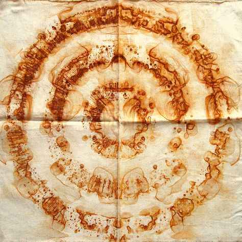 bullseye - unfolded - rust print | more rust prints | Sharon Pazner | Flickr Rust Dyed Fabric, Rust Dye, Tea Bag Art, Eco Dyeing, Eco Printing, Coffee Staining, Interesting Photos, How To Dye Fabric, Natural Dyes