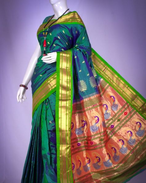 Maharani Paithani, Yeola Paithani, Marathi Saree, Silk Saree Blouse Designs Patterns, Rangoli Designs Simple Diwali, Paithani Saree, Wedding Saree Collection, Anklet Designs, Designer Silk Sarees