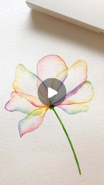 WATERCOLOR DAILY ⭐ online art gallery on Instagram: "Beautiful tutorial by @blissofcolours 🌈 Colorful 😍 Find your daily art inspiration on @watercolor_daily" Beginner Water Painting Ideas, Watercolor Person Simple, How To Paint A Watercolor Flower, Cool Watercolour Ideas, Beginners Watercolour Ideas, Art Ideas Watercolor Easy, Watercolor For Beginners Tutorials, Watercolor Paintings For Beginners Step By Step, Easy Watercolor Background Ideas