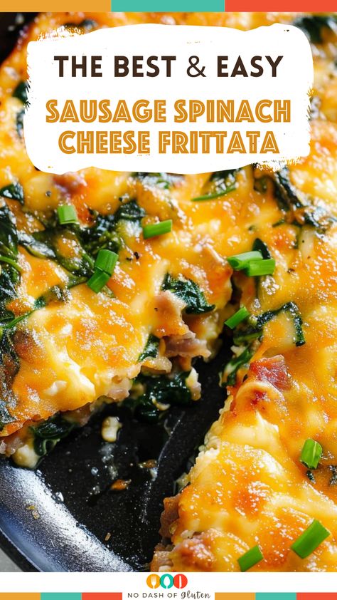 Sausage Spinach Cheese Frittata Italian Sausage Spinach, Frittata Recipes Breakfast, Best Spaghetti Recipe, Sausage Frittata, Spinach Breakfast, Sausage Spinach, Spinach Frittata, Spinach Cheese, Cheese Frittata