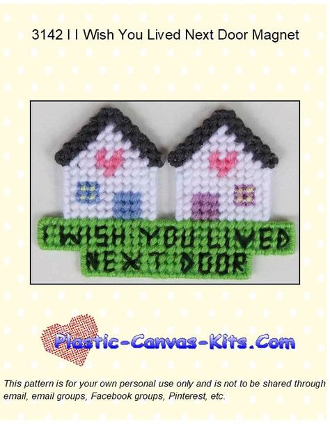 Stitch up this magnet for a friend who lives far away. Made with 7-count plastic canvas and worsted-weight yarn. Skill Level: Easy PDF Downloads are available as soon as you buy the product. PDF viewing software such as Acrobat is needed to view patterns. Pattern by Mail comes to directly to you via USPS. We put all our patterns in a plastic protective sleeve for added protection when mailed. A Kit includes everything needed to make one magnet (7-count plastic canvas, worsted weight yarn, magnet, plastic canvas needle and full instructions and graphs). Finished Size 3.5" Tall and 5" Wide Plastic Canvas Magnets Pattern Free, Plastic Canvas Magnets, Canvas Magnets, Door Magnet, Animal Cross Stitch Patterns, Plastic Canvas Patterns Free, Plastic Canvas Crafts, Canvas Crafts, Plastic Canvas Patterns