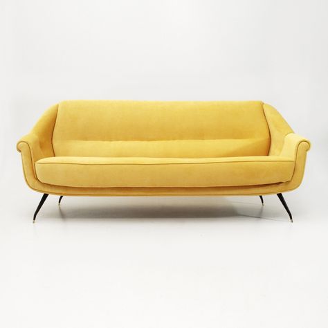 For sale: Italian mid-century yellow velvet sofa, 1950s Yellow Velvet Sofa, Pastel Interior Design, Pastel Interior, Sofas For Sale, Pastel Color Schemes, Italian Sofa, Sofa Sale, Velvet Sofa, Open Plan Kitchen