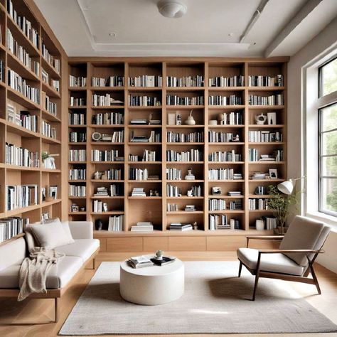 40 Home Library Ideas for Creating Cozy Reading Spaces Home Library Built In Bookshelves, Home Bibliotheque, Bookshelf Seating, Library In House, Built In Library Wall, Library Office Room, Library Design Home, Luxury Home Library, Libraries In Houses