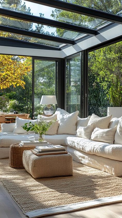 Retractable Glass Roofs: Enhance Your Home’s Indoor-Outdoor Living — Living Bright Interiors Interior Glass Walls In House, Glass Roofs, Interior Design Styles Guide, Glass Ceilings, Villa Exterior, Roof Work, Different Design Styles, Modern Minimalist Home, Eco Friendly Decor