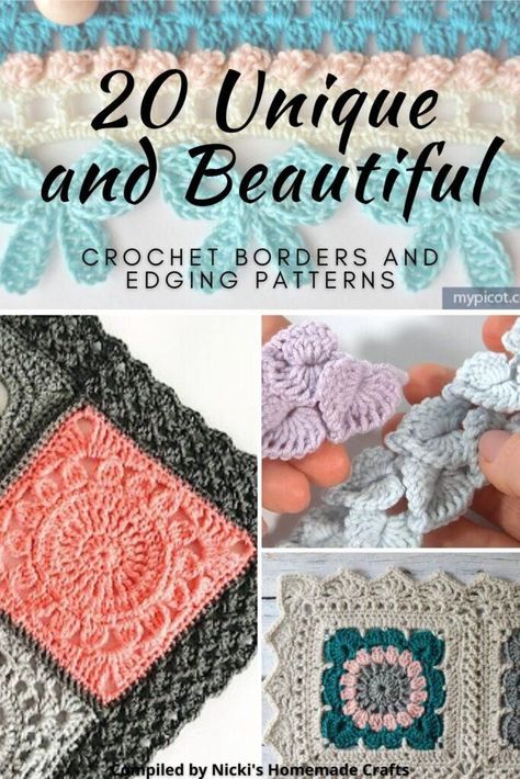 Free Crochet Border Patterns. This is a collection of 20 free beautiful and unique crochet borders and edging patterns. Crochet Scarf Border, Crochet Border Stitches, Crochet Blanket Edging Patterns, Crochet Baby Blanket Borders, Laces Designs, Crochet Baby Blanket Edging, Crochet Edging Patterns Free, Blanket Borders, Crochet Blanket Border