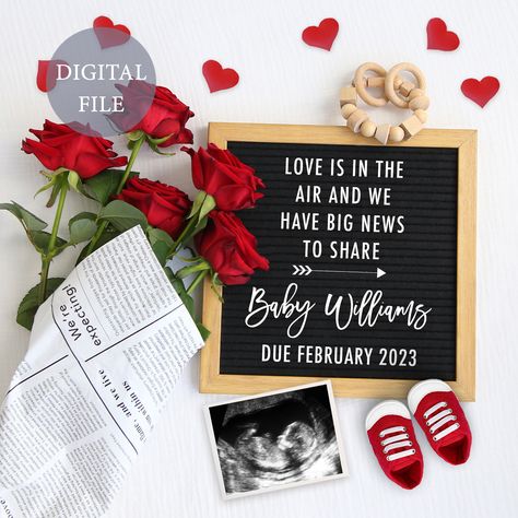 Valentines Baby Announcement, Winter Pregnancy Announcement, Valentines Pregnancy Announcement, Digital Baby Announcement, February Baby, Digital Announcement, Digital Pregnancy Announcement, Baby Due, Tiny Gifts